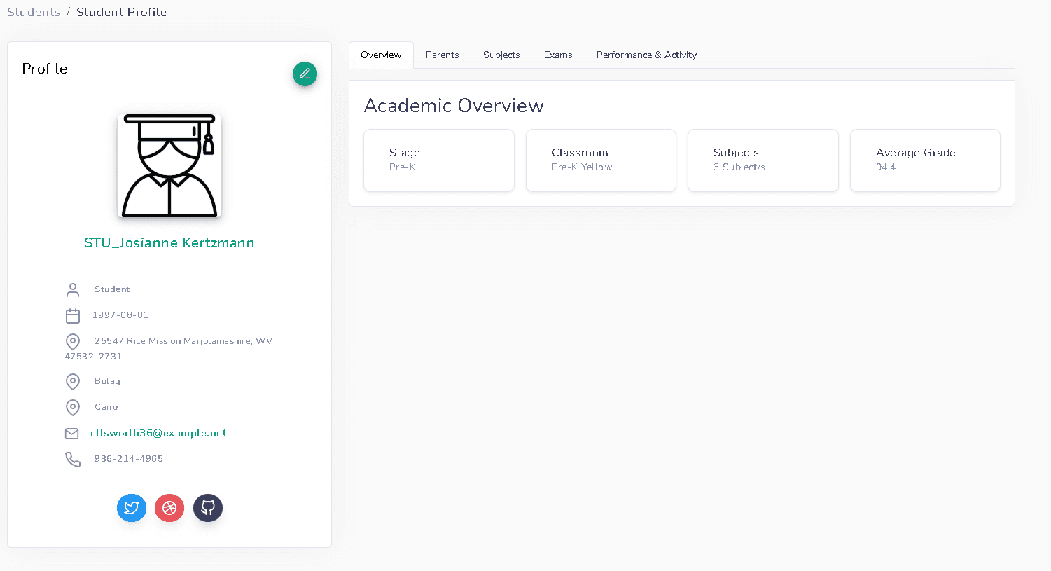 School LMS Dashboard screenshot 1
